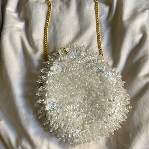 Anthropologie Beaded White Clutch Bridal